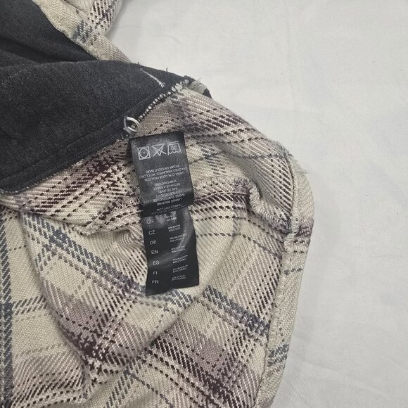 Kuhl Shirt Jacket Shacket Womens Small Beige Plaid Kleo Grunge Hooded Snap Heavy - Picture 13 of 14